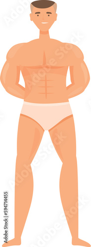 Strong gym man icon cartoon vector. Muscle arm. Body fiber