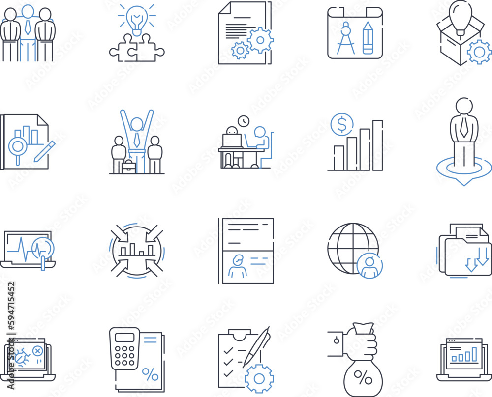 Statistical Analysis line icons collection. Regression, Variance, Standard deviation, Hypothesis, Probability, Correlation, Analysis vector and linear illustration. Data,Distribution,Confidence