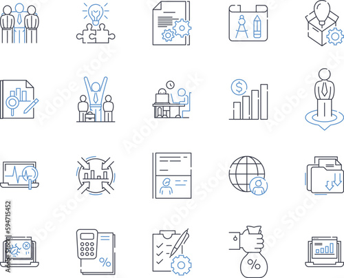 Statistical Analysis line icons collection. Regression, Variance, Standard deviation, Hypothesis, Probability, Correlation, Analysis vector and linear illustration. Data,Distribution,Confidence