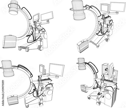 Vector illustration sketch of xray hospital medical device
