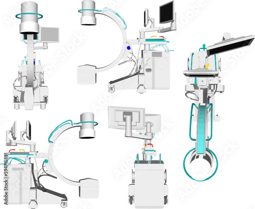 Vector illustration sketch of xray hospital medical device