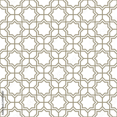 Fototapeta Naklejka Na Ścianę i Meble -  A seamless pattern with a geometric design in gold and white
