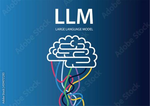 Vector illustration of a brain. Concept for generative AI and Large Language Models LLM.