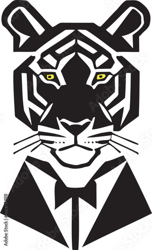 Handsome Bengal tiger wearing a crisp suit and tie