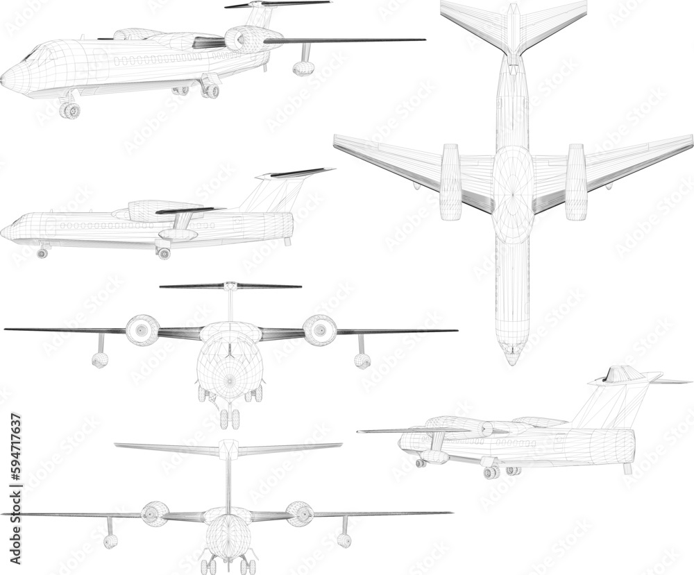 Vector sketch of a private jet airplane illustration Vector sketch of a private jet airplane illustration