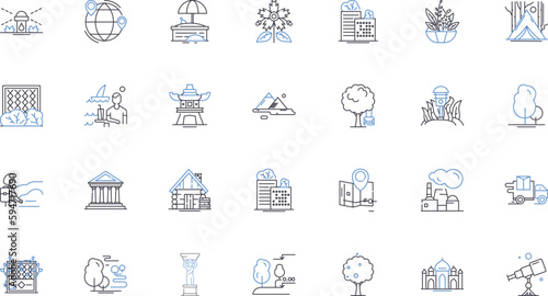 Futuristic garden line icons collection. Robotics, Automation, Sustainable, Bioluminescent, Cybernetics, Drs, Aeroponics vector and linear illustration. Nanotech,Augmented,Vertical outline signs set