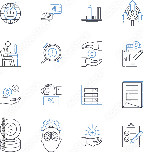 Financial Analysis line icons collection. Profitability, Liquidity, Solvency, Efficiency, Turnover, Ratios, Balance vector and linear illustration. Equity,Cashflow,Expenses outline signs set