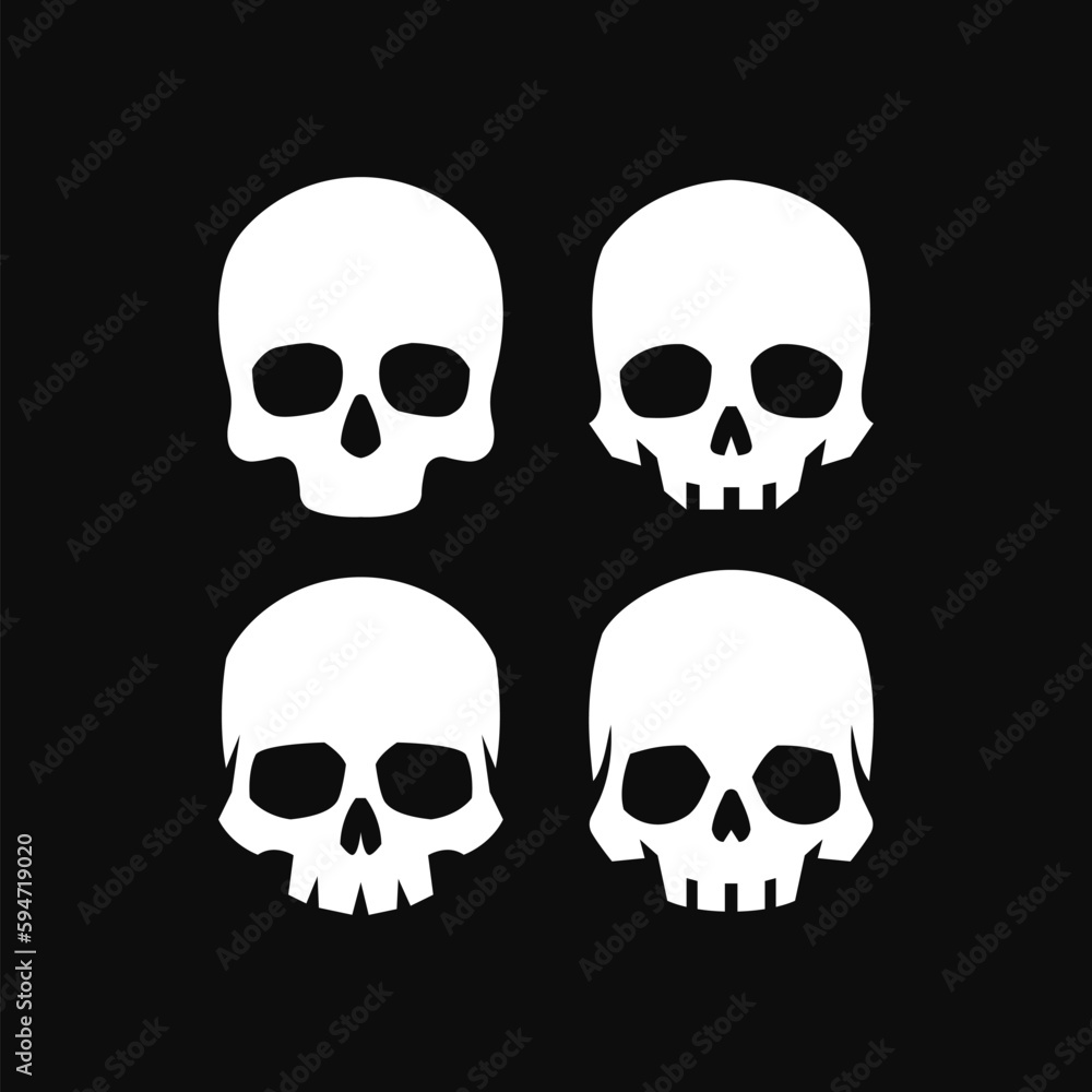 set of skull logo icon design vector illustration, skull icon,