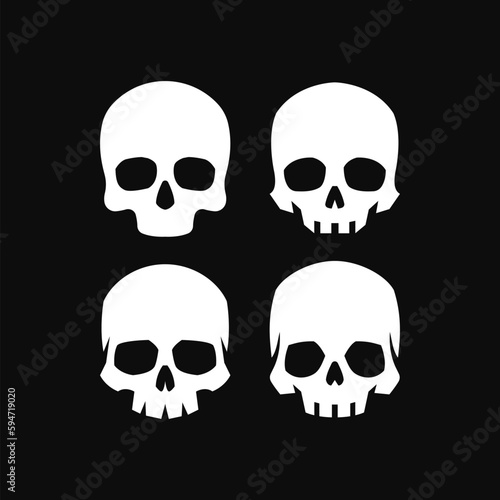 set of skull logo icon design vector illustration, skull icon,