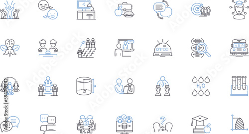 Instructing pupils line icons collection. Guidance, Direction, Teaching, Tutoring, Training, Coaching, Leading vector and linear illustration. Mentoring,Educating,Facilitating outline signs set