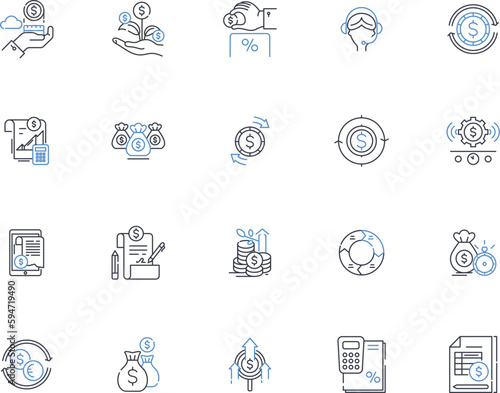 Lend line icons collection. Borrow, Credit, Loan, My, Finance, Trust, Collateral vector and linear illustration. Debt,Repayment,Interest outline signs set