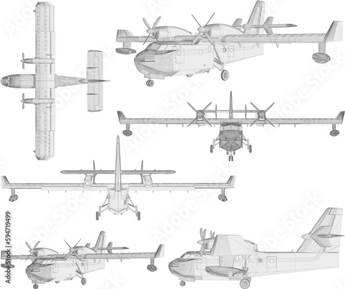 Vector sketch of a rescue plane illustration
