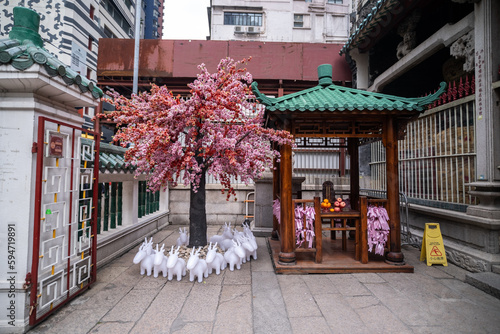 Man Mo Temple, Hong Kong, is a temple for the worship of the Civil or Literature God Man Tai and the Martial God Mo Tai, It's oldest temple located on Sheung Wan district photo