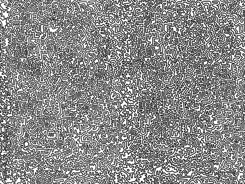 custom made wallpaper toronto digitalBlack and white abstract drawing hand-drawn in doodles on a white background.Seamless pattern.