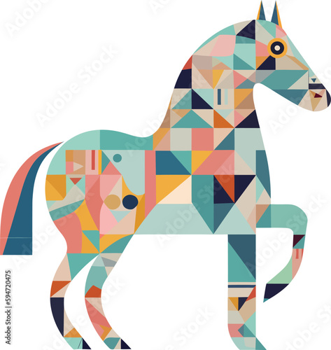 Horse in geometric stylem, bauhaus simplicity, vector illustration isolated on white background

 photo