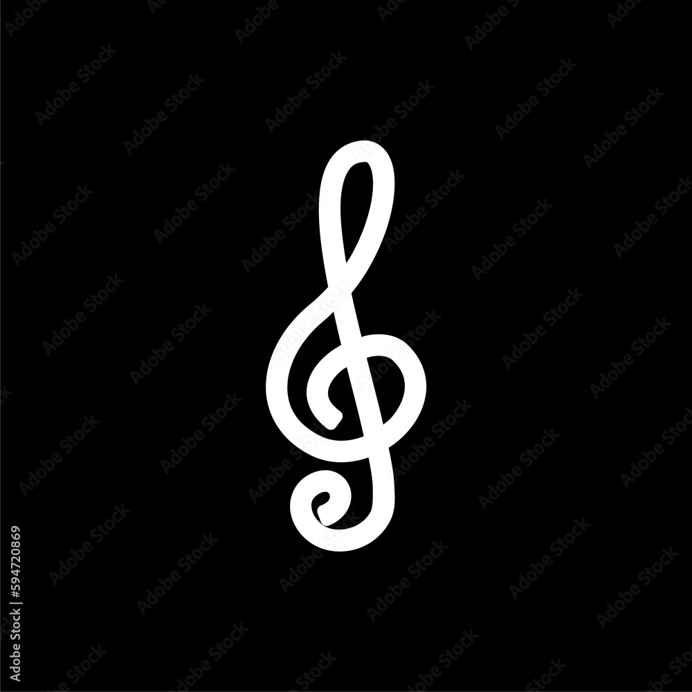 Treble Clef Black icon isolated on black background Treble Clef Black icon isolated on black background