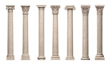 Set of vintage classic marble columns pillars