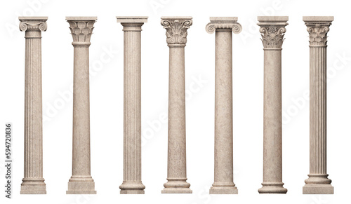 Canvas Print Set of vintage classic marble columns pillars
