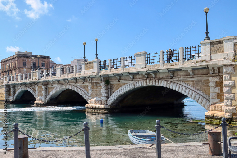 Porta Napoli bridge (also known as Stone Bridge) of Taranto, Puglia, Italy