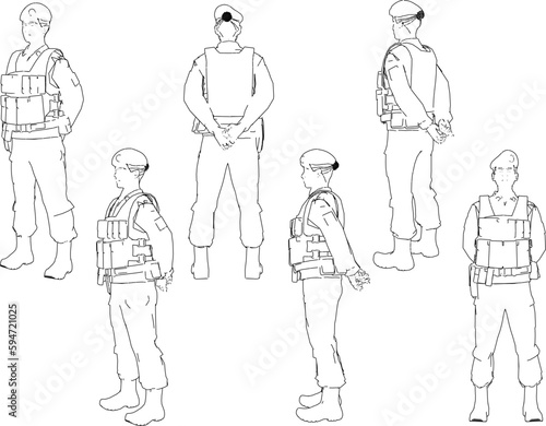 Vector sketch of special police army troop illustration