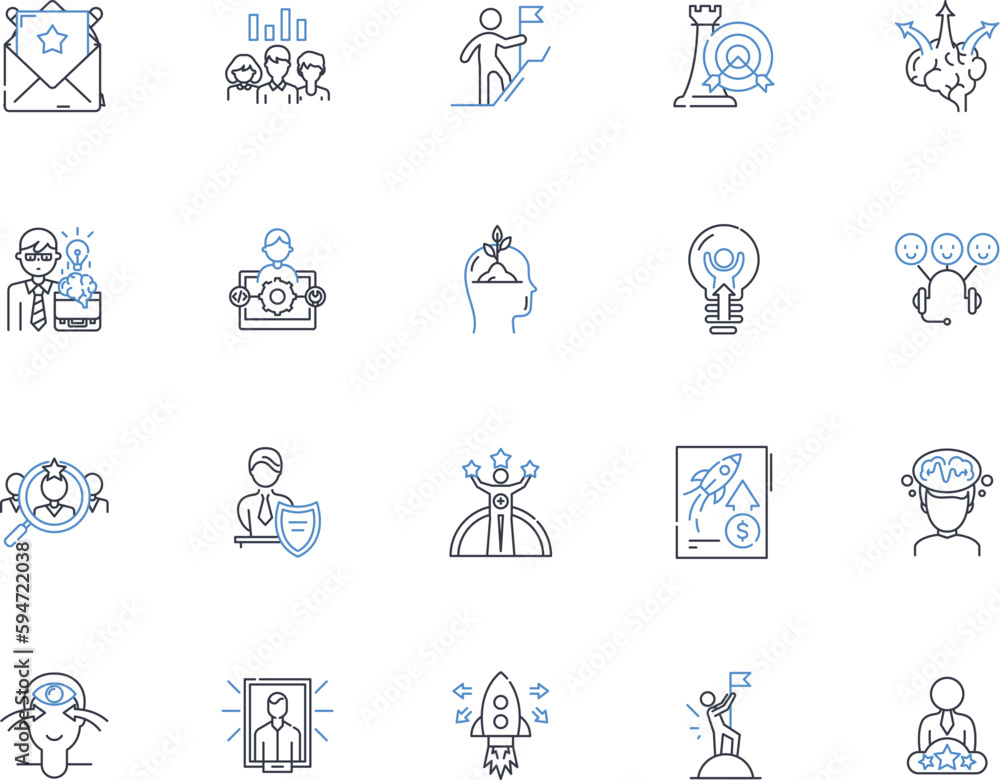 Governance line icons collection. Authority, Leadership, Management, Administration, Decision-making, Accountability, Transparency vector and linear illustration. Responsibility,Public service,Policy