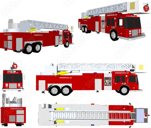 Vector sketch of urban fire engine illustration