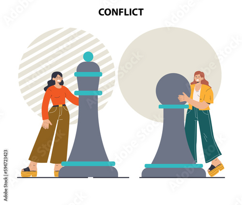 Conflict concept. Controversy or disagreement between people.