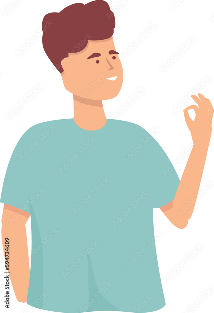Ok sign icon cartoon vector. People talk. Character greeting Ok sign icon cartoon vector. People talk. Character greeting