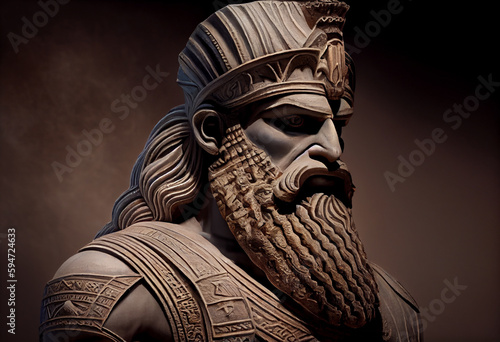 Mesopotamian religion, including Sumerian, Akkadian, and Babylonian: Ashur - god of war and empire, patron god of Assyria. Generative AI technology.	
 photo