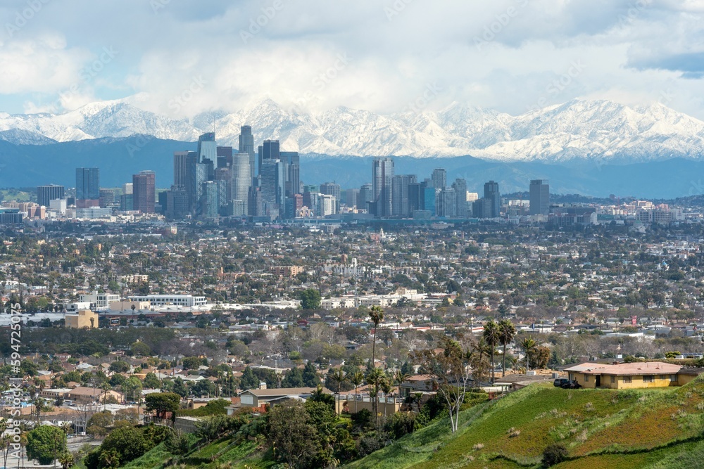 Cityscape of Los Angeles seen from Kenneth Hahn State Recreation Area in California