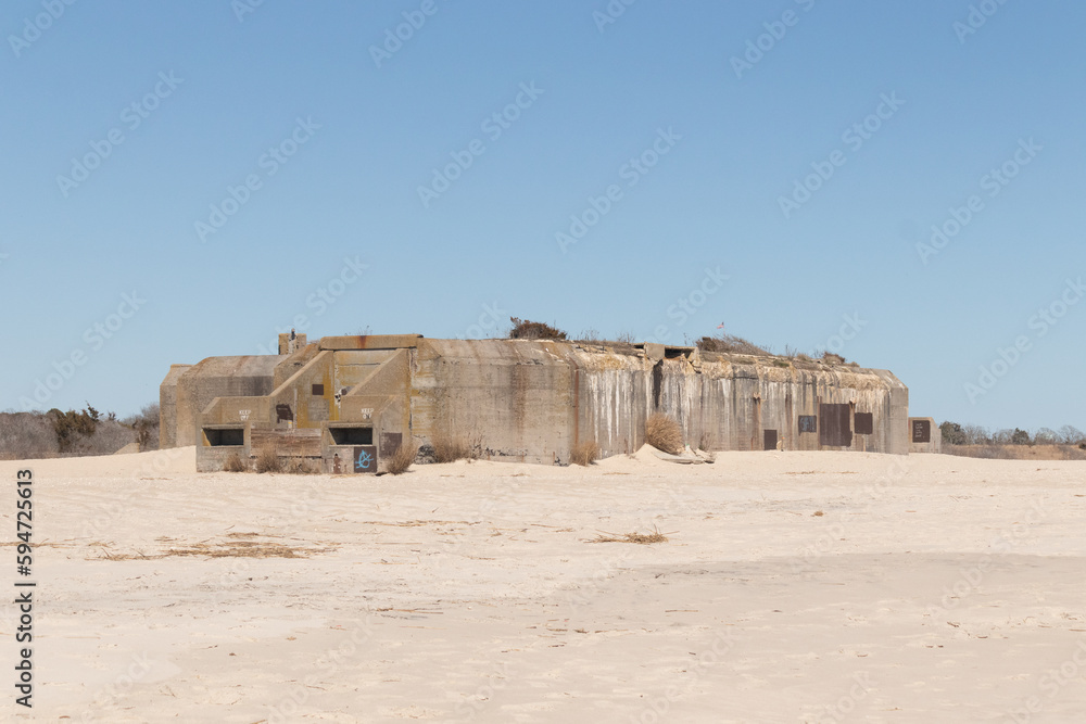 This is the World War 2 bunker in Cape May New Jersey.  Used to sit in the ocean, but due to all the sand piling up it is now inshore. This was built to blend in from enemy fighters.