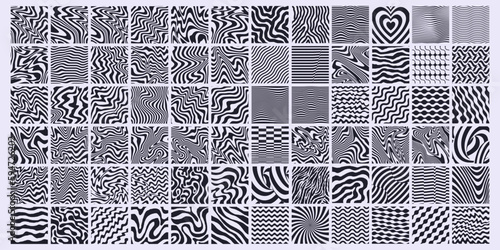 Collection Of Geometric Patterns. Set Of Abstract Modern Textures. Optical Illusion Backgrounds.