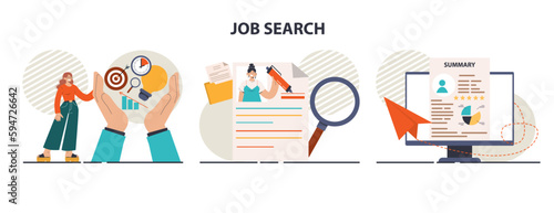 Job search set. Recruitment and personnel management concept.