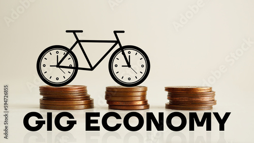 Принти на полотні Gig economy is shown using the text and picture of bicycle