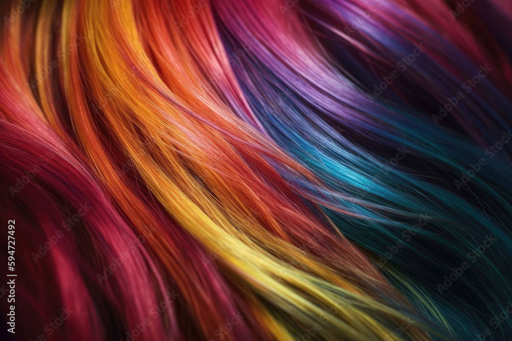 Beautiful rainbow hair background. Healthy smooth shiny hair. Generative AI Beautiful rainbow hair background. Healthy smooth shiny hair. Generative AI