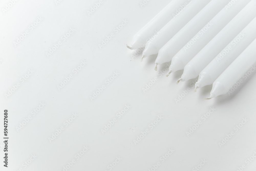 above view white candles on white background fire lamp funeral flame above view white candles on white background fire lamp funeral flame