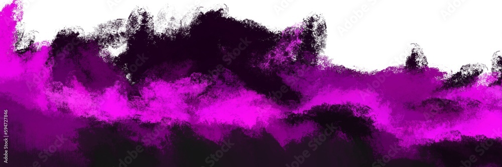 Abstract neon magenta, black stamps on a white background. Grunge, gradient. Purple black and white abstract modern background. Fabric texture design.