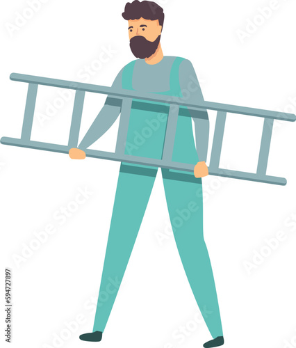 Husband for an hour use ladder icon cartoon vector. Man work. Person job