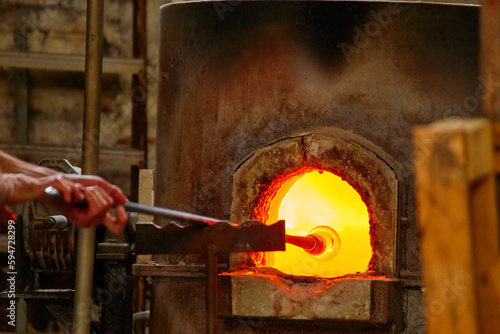 Canvastavla Glass Blower Shaping Molten Glass into a Piece of Art