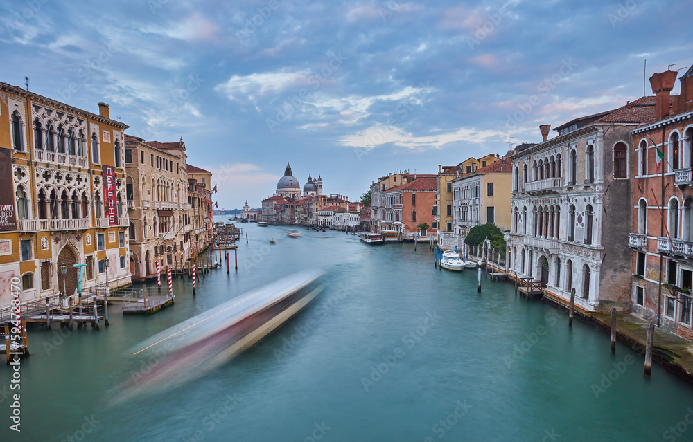 Grand Canal in Venice at the sunset.