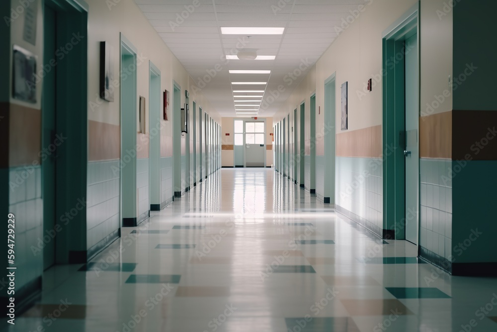 Fototapeta premium Photo of an empty hallway in school