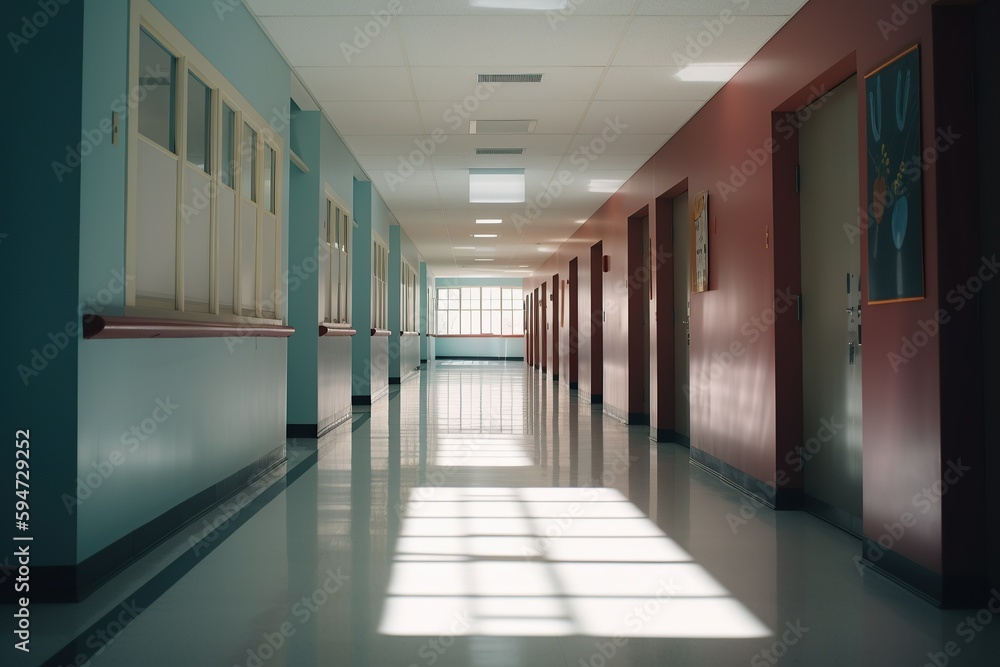 Fototapeta premium Photo of an empty hallway in school