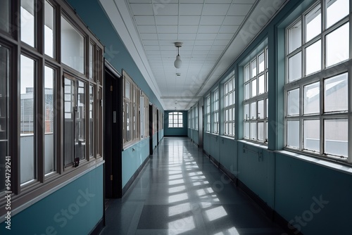 Photo of an empty hallway in school