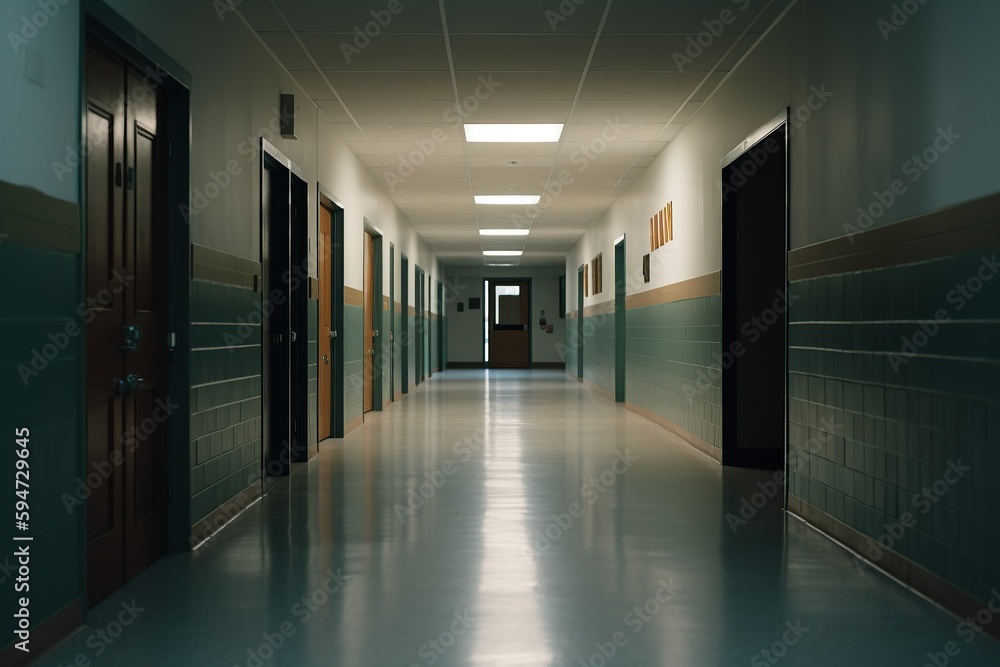 Photo of an empty hallway in school