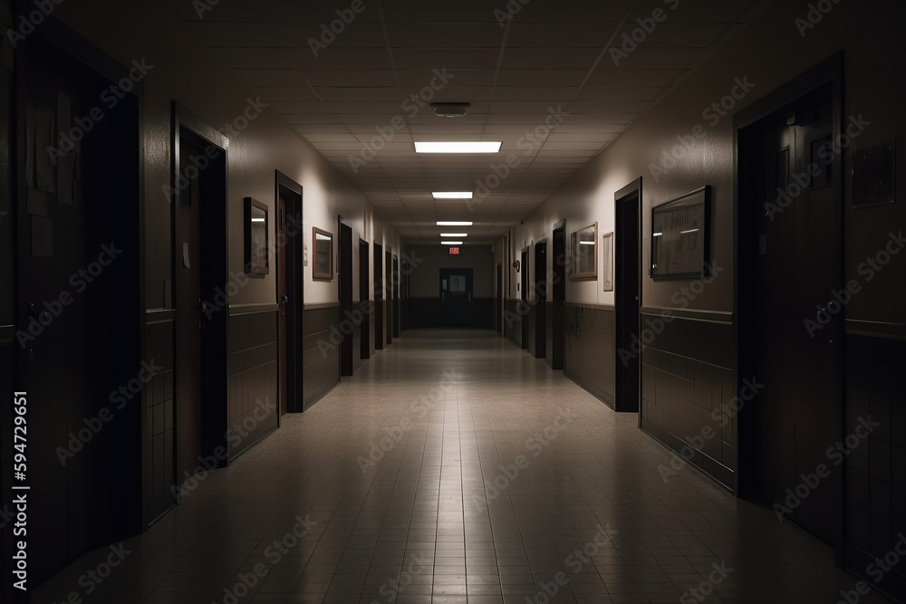 Photo of an empty hallway in school