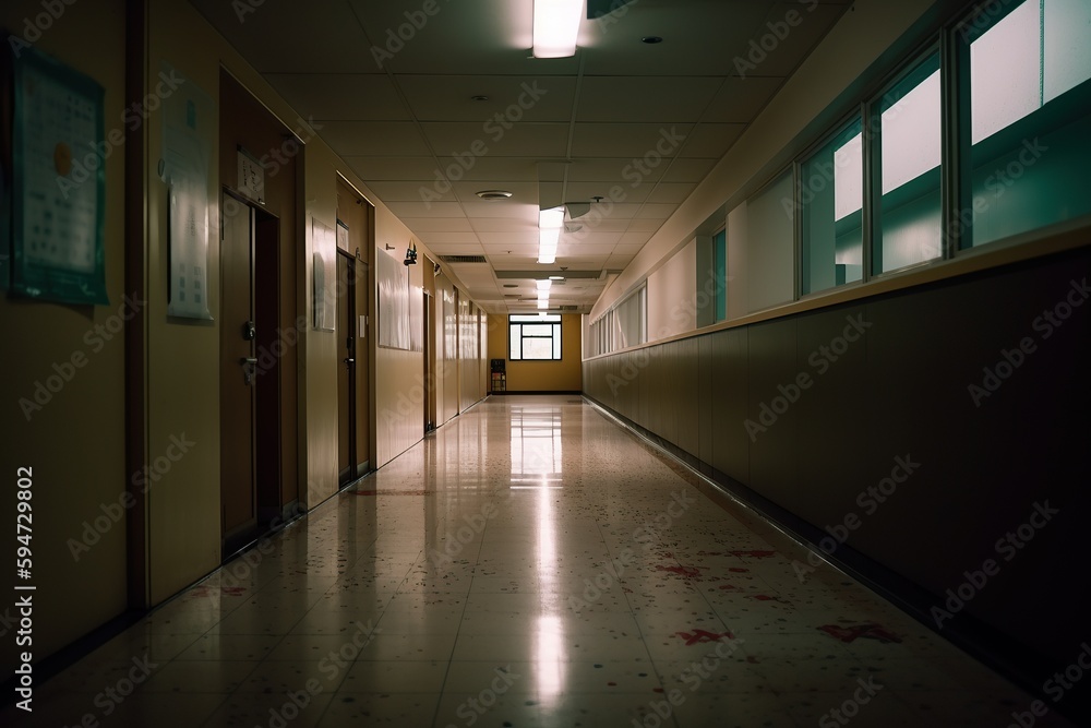 Photo of an empty hallway in school