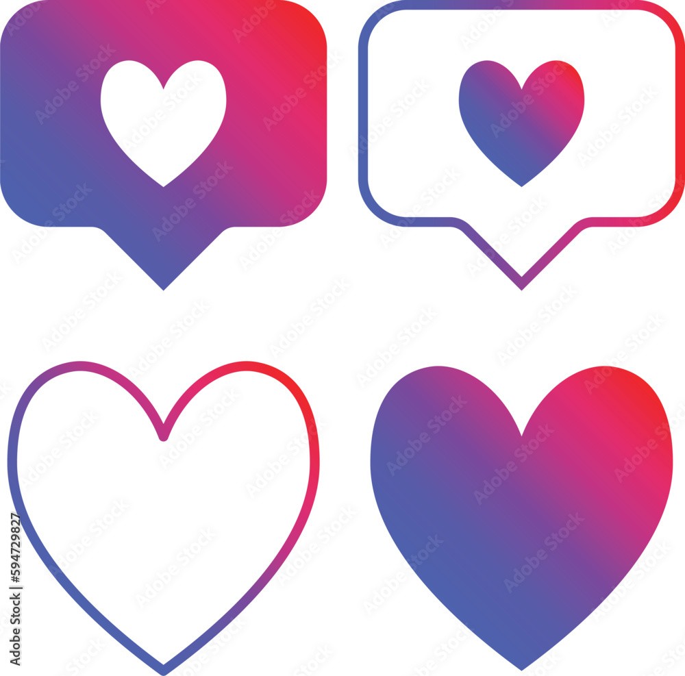 set of hearts social media gradient vector set of hearts social media gradient vector