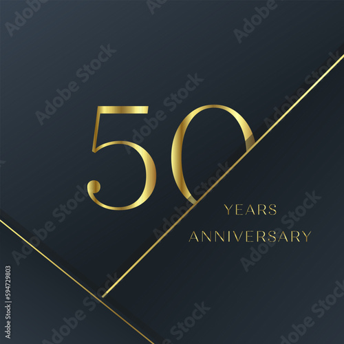 Obraz na płótnie 50 Year Anniversary Logo, Golden Color, Vector Template Design element for birthday, invitation, wedding, jubilee and greeting card illustration w salonie