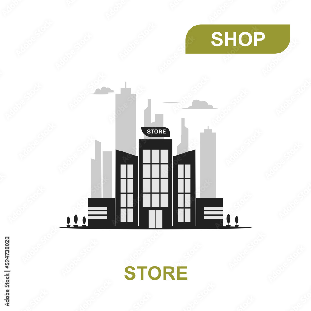 Illustration of a store. Vector icon on transparent background. Flat vector store icon symbol sign from modern collection for mobile concept and web apps design.