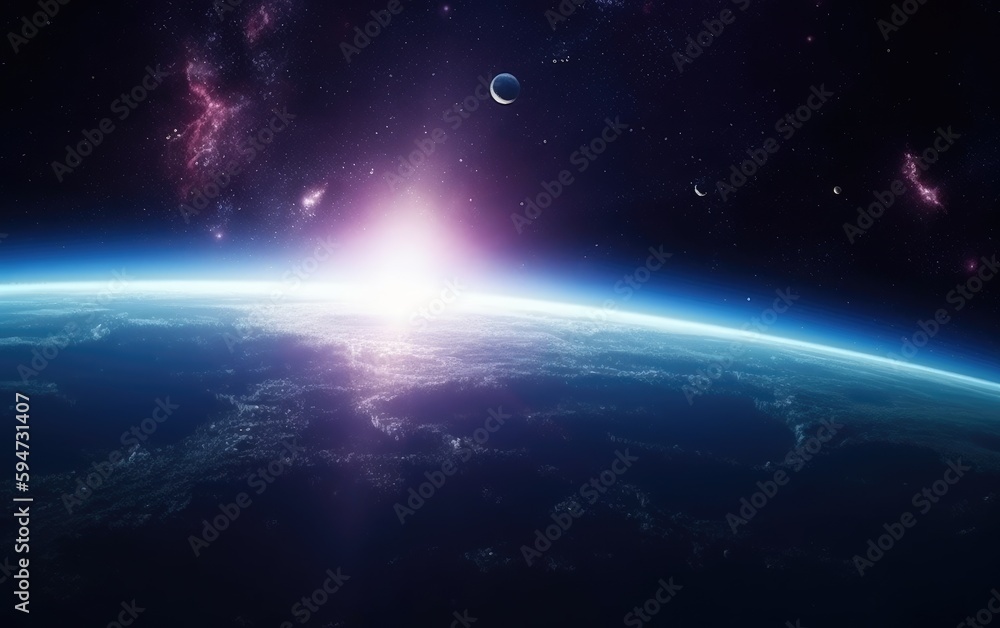 Fototapeta premium 3D illustration of Deep space background, full of stars and galaxies, Generative AI